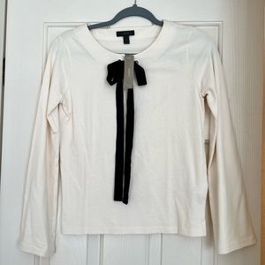 J. Crew velvet bow tie front sweater